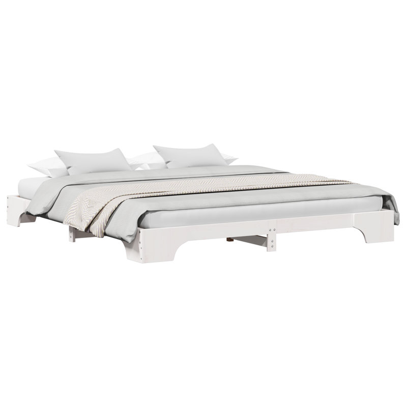 Bed Frame Solid Pine Wood, Super King (6'), White