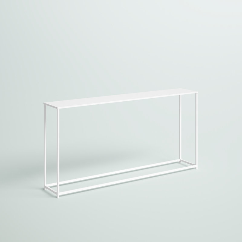 Pangea Home Weidler Miley Console Table- Metal Console Table – Modern Slim Entryway & Sofa Console in 56" Width- White Metal Console