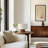 Oliver 10" Mid-Century Modern LED Table Lamp With Brown Wooden Base And Cream Fabric Shade