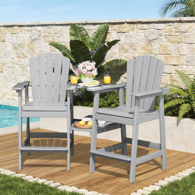 Wolak HDPE Outdoor Adirondack Chair Set With Table