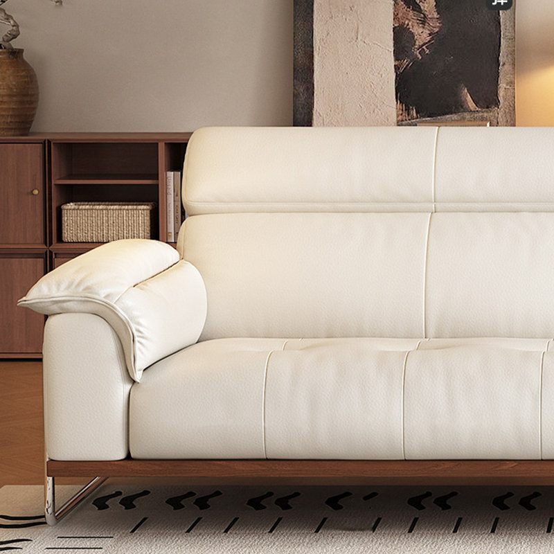 Canapé modulaire beige en cuir véritable, H 36,22 po x l 98,43 po x P 41,34 po