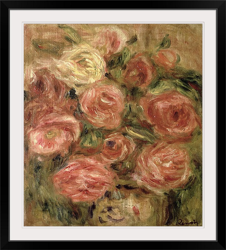 " Flowers, 1913-19 " by Pierre-Auguste Renoir, 24" H x 19" W x 1" D, Black Framed