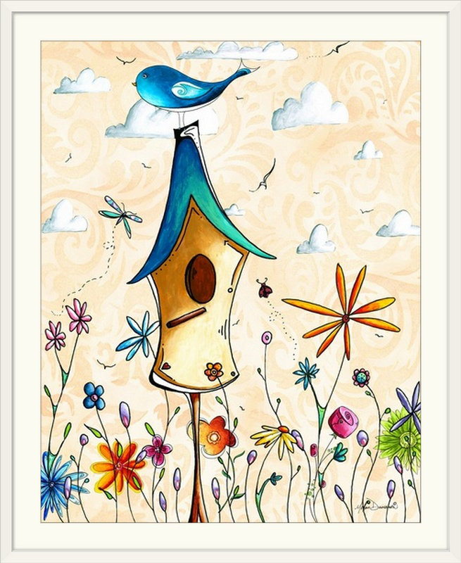 «Bird House» par Megan Duncanson - impression, Toile, H 14 po x l 11 po x P 1,25 po