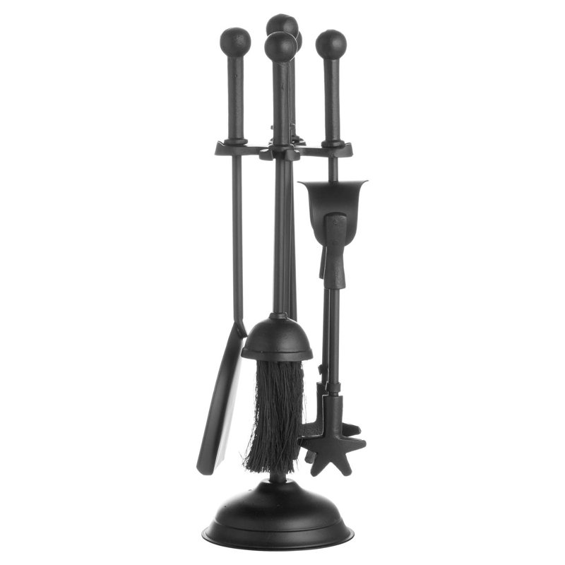 Gaeta Steel Fireplace Tool Set, Black