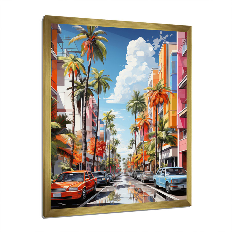 City City Popart I - décoration murale paysages urbains, H 32 po x l 24 po x P 1 po, Encadrement doré