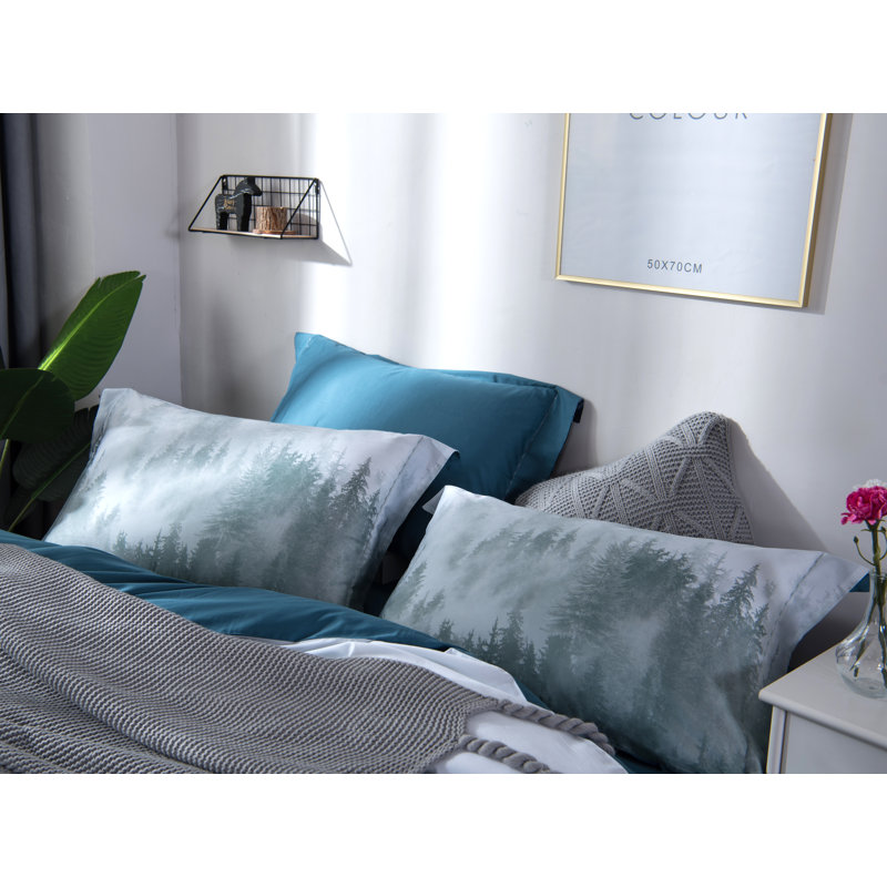  Ensemble de housse de couette en coton 3 pièces Forest, Housse de couette double / grand et 2 taies décor