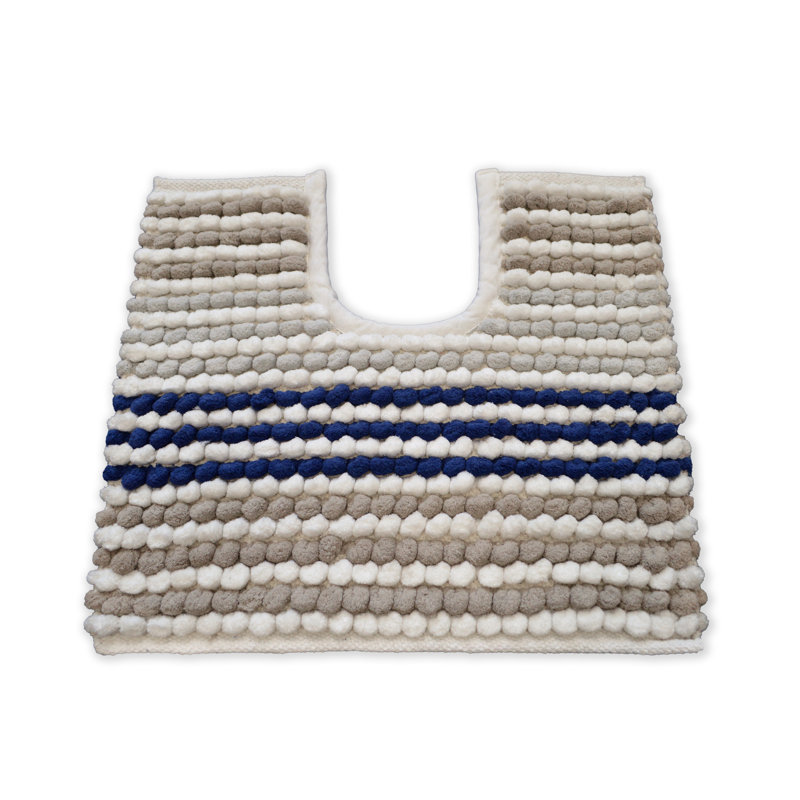 Hugo Stripe Bobble Pedestal Mat, Navy/Grey