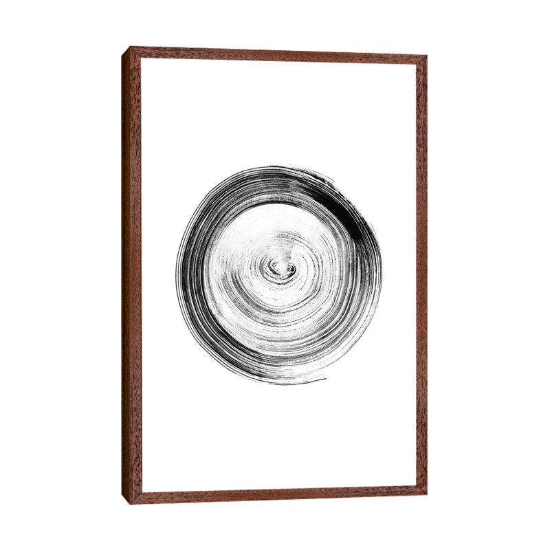 Ink Circle by Nouveau Prints - Print on Canvas, Classic Brown Wood Framed, 66.04cm H x 45.72cm W x 3.81cm D