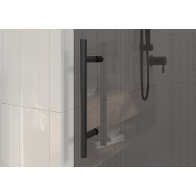 Equinox 56 - 60 in. x 60 in. Fully Frameless Gray Tinted Sliding Bathtub Door, Matte Black