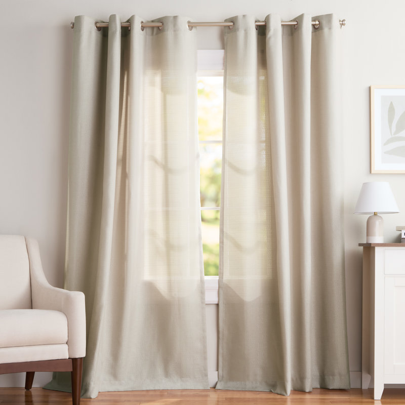 Panneaux de rideaux semi-transparents de couleur unie avec œillets Loha GT Aaliyah, Naturel, l 52 po x L 108 po