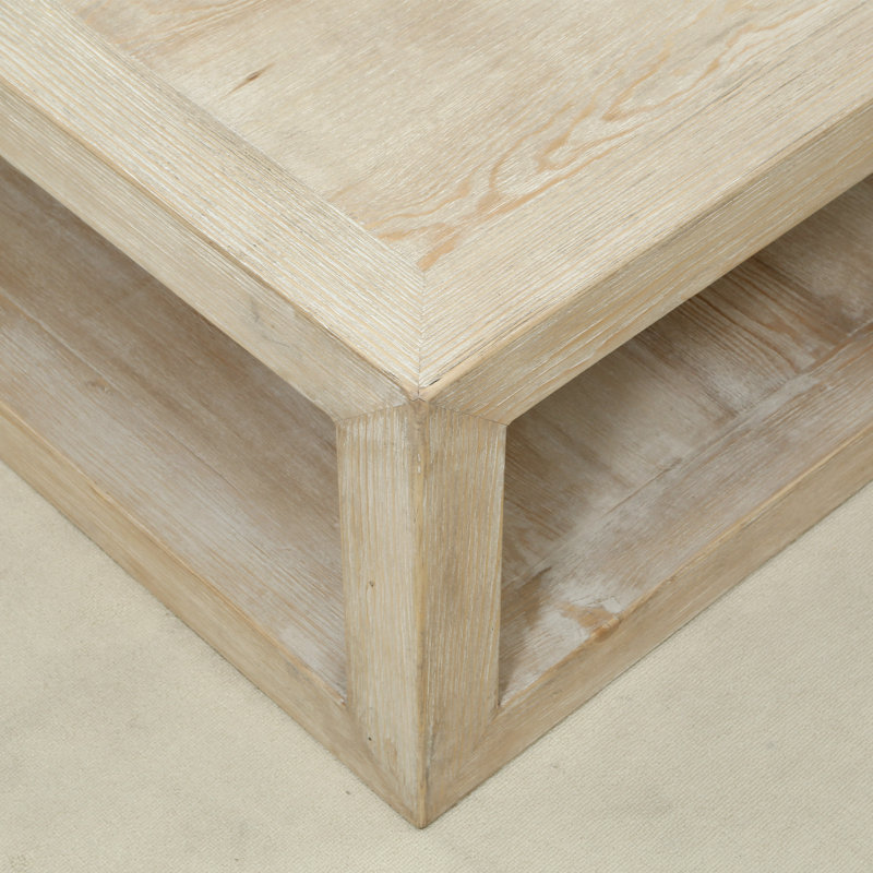 Peking Ming  Square Coffee Table with Weathered Whitewash, 15" x 50" x 50"