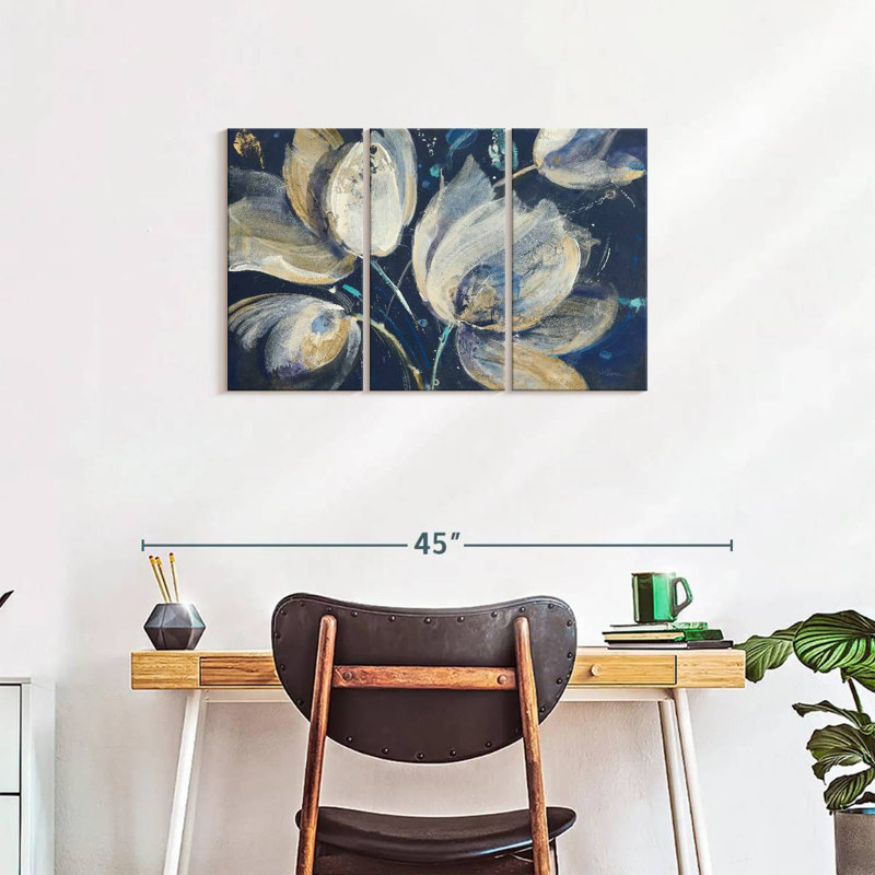 " Midnight Garden " 3 - Pieces, 20" H x 33" W x 1.25" D