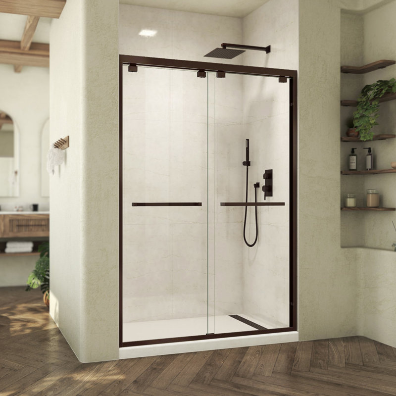 DreamLine Abbey 50 - 54 in. W x 76 in. H Semi-Frameless Bypass Shower Door in Oil Rubbed Bronze, Oil Rubbed Bronze