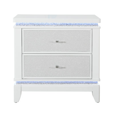 Alina White Nightstand With Cooler, Led Usb And Speaker