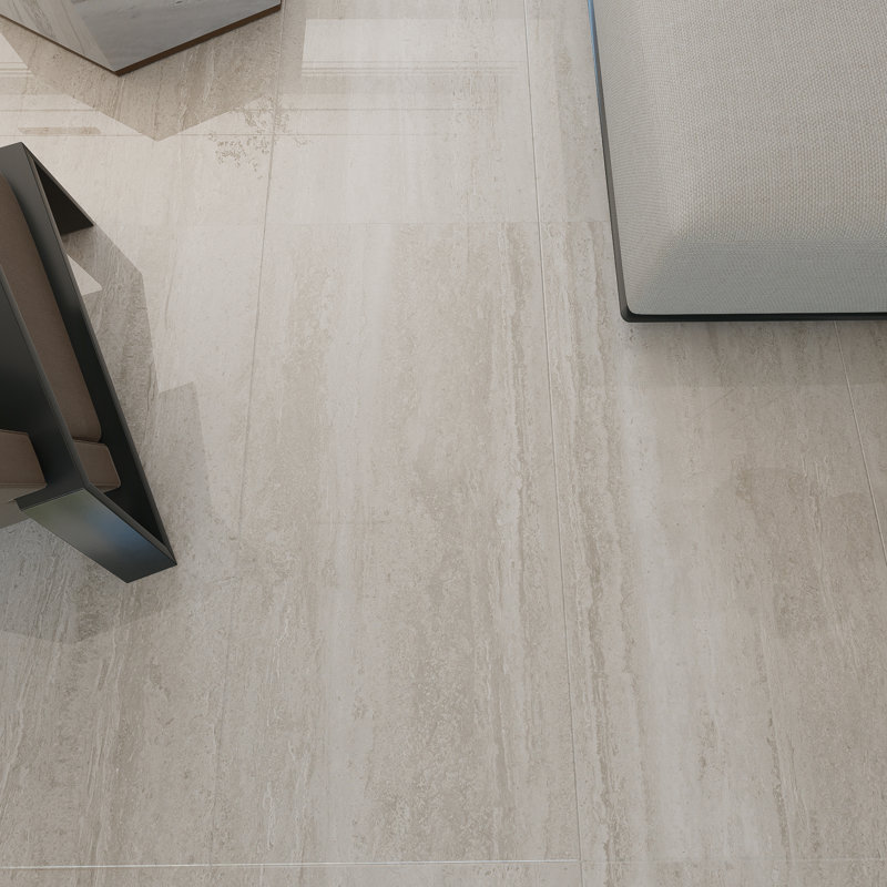 Carreau de porcelaine poli 24 po x 48 po Nova, Beige crème