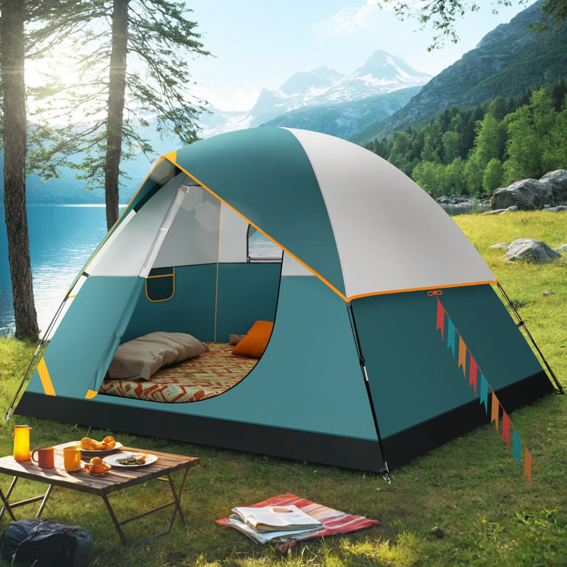  Tente de camping, tente de randonnée imperméable et imperméable pour 4 personnes avec mouche amovible, tentes familiales portatives légères pour le camping, les voyages, la pêche, la randonnée, les scouts