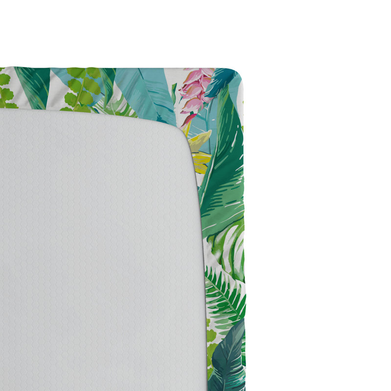 Drap-housse Ambesonne, paquet de 2, Drap-housse grand, Vert / rose / floral blanc