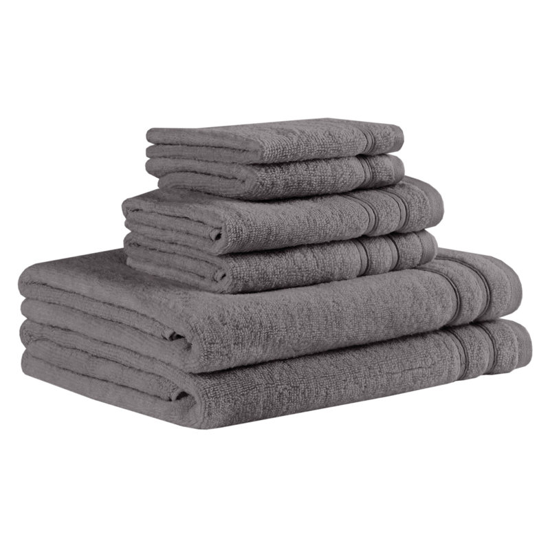 Ensemble de serviettes 100% coton 400GSM Essential, Gris, Ensemble 6 serviettes de bain