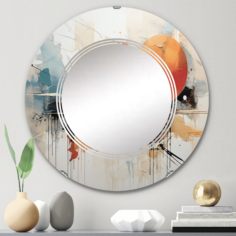 Miroir mural Teal Orange Bold Energy III, 24 po x 24 po