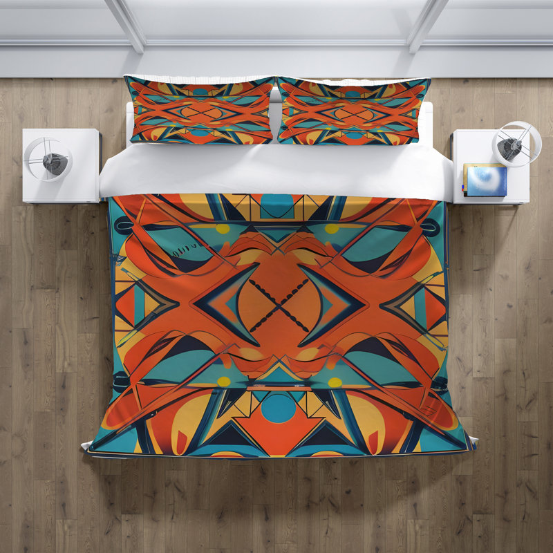 Polyester Abstract Duvet Cover, King Duvet Cover + 2 King Shams