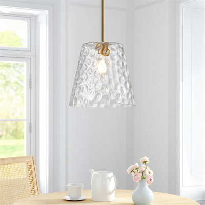 Adjustable Pendant Light With Hammered Glass Shade