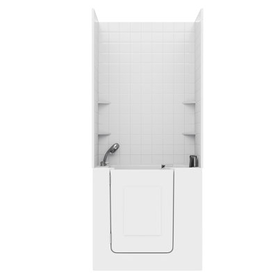 Nova Heated Series 31" x 40" Left Side Drain Soaker Bathtub in White with 4 in. Tile Shower Wall Kit
