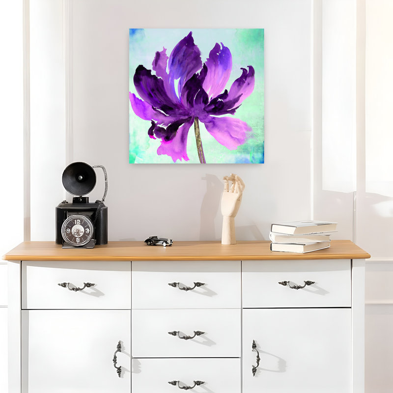 Tye Dye Floral I abstrait délicat éthéré fleur Art naturel, H 18 po x l 18 po