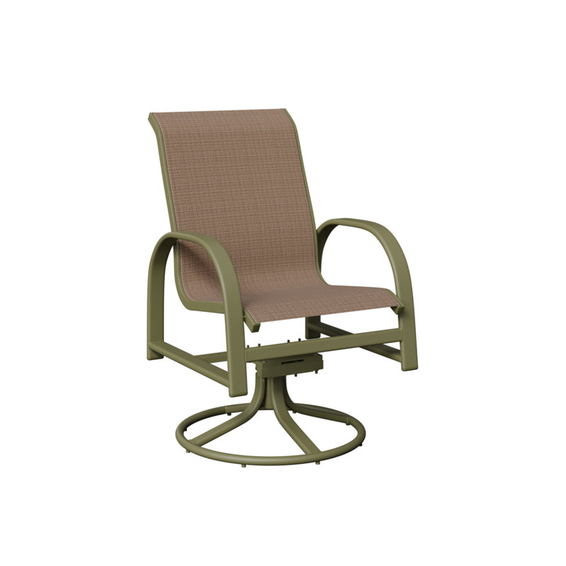 Chaise berçante pivotante en aluminium Amma, Tweed taupe, Aluminium vert sauge