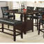 Faux Marble Counter Height Dining Table With Brown Top And Shelf Storage, Modern Construction Rectangular Storage