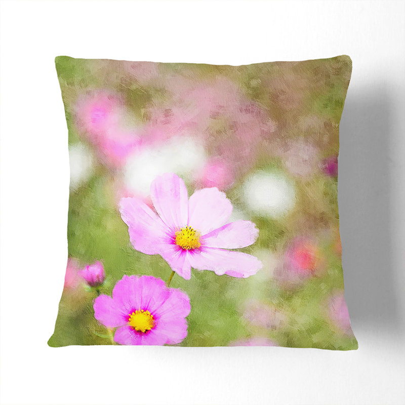 Spring Purple Flowers Painting Scatter Cushion, 55cm H x 55cm W x 20cm D, Black