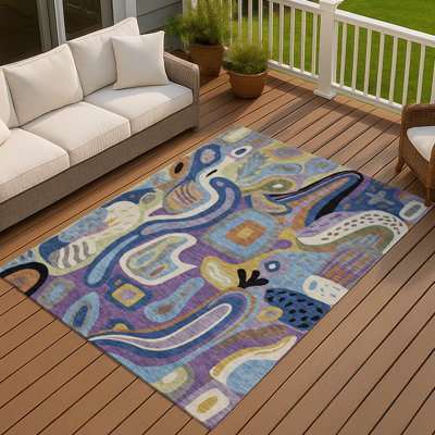 Tapis mid-century moderne lavable à la machine intérieur / extérieur Chantille ACN2488