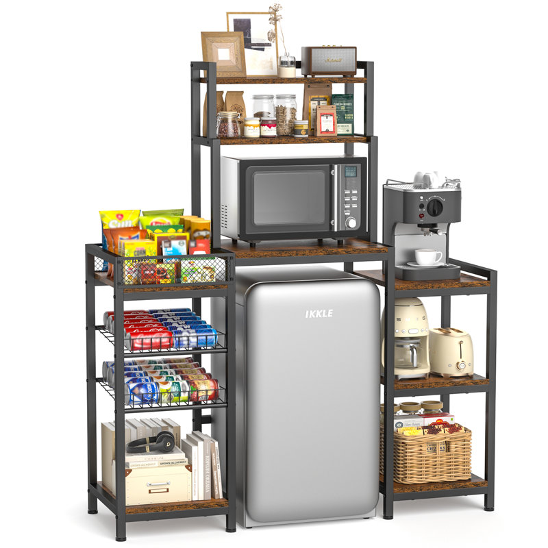 Ikkle Mini-réfrigérateur avec support pour micro-ondes Grande tablette de rangement avec mini-armoire de rangement