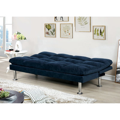 Futon en microfibre bleu marine à 2 places convertible en lit, fait, support supplémentaire, bon pour lire 31 pouces de haut
