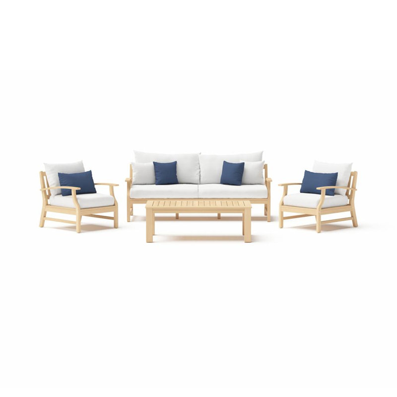 Paulet 4 Piece Sofa Seating Seating Group With Sunbrella Cushion Covers, Canvas Regatta Sunbrella® Canvas