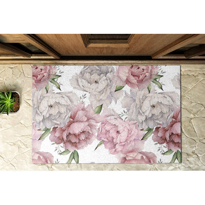 Non-Slip Floral Outdoor Doormat