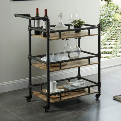 Chariot de service de style industriel en noir