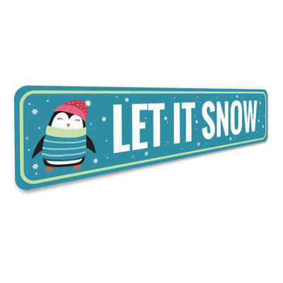 Let It Snow Penguin Holiday Aluminum Sign