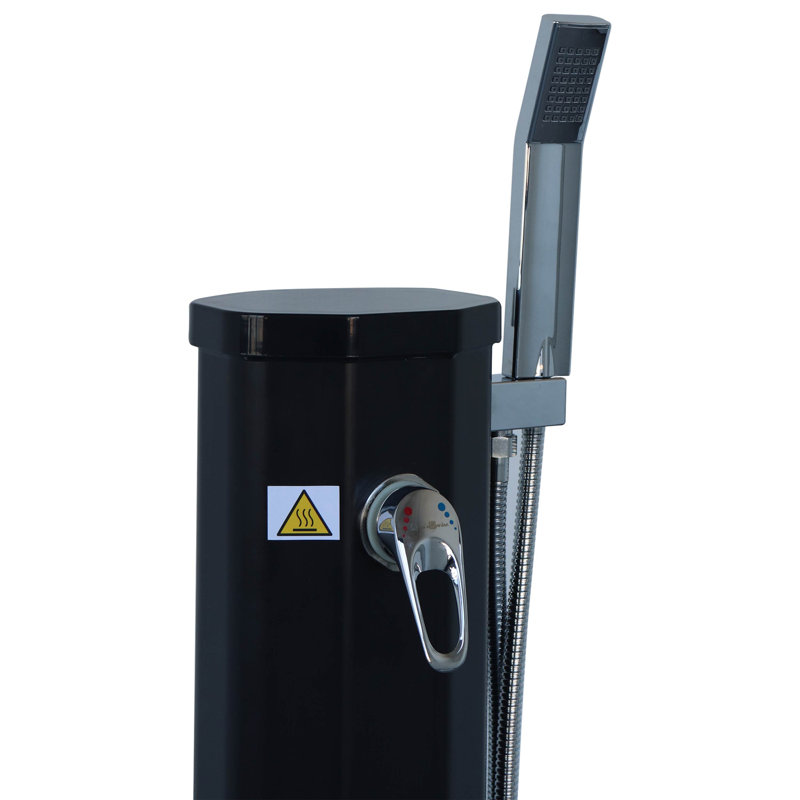 Nandy Solar Powered Temperature Controlled Stainless Steel Free Standing Outdoor Shower with Detachable Shower Head and Footwash Spout