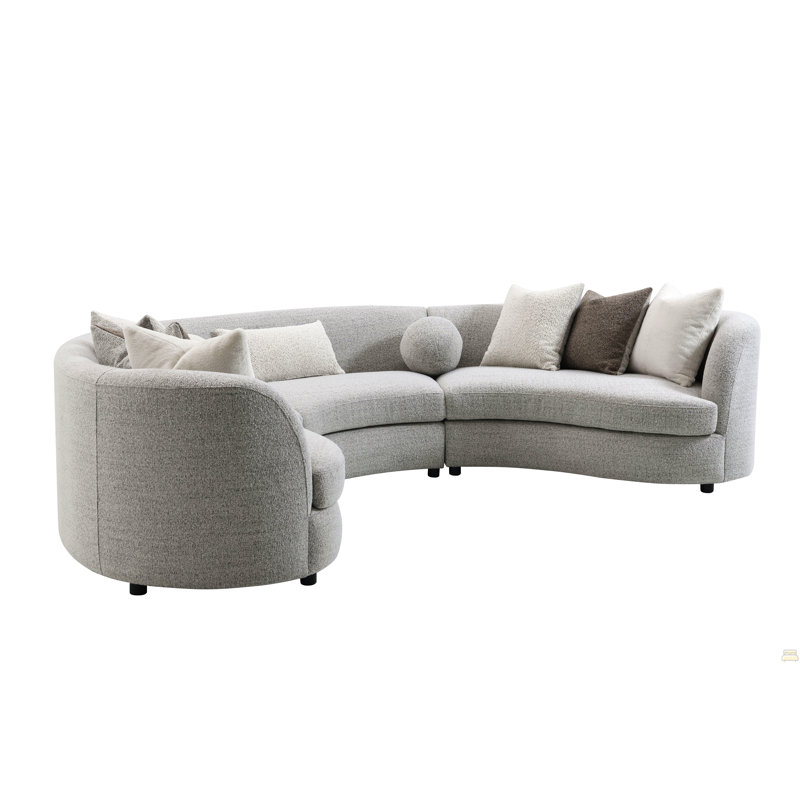 Boucle Sectional Sofa W/9 Pillows