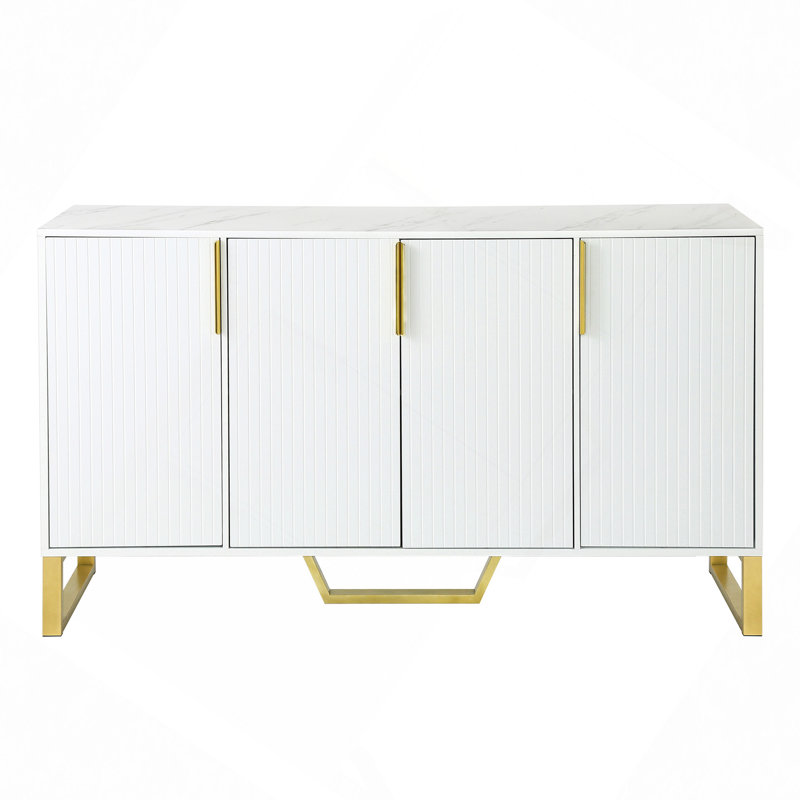 Armoire de rangement, Blanc / Doré