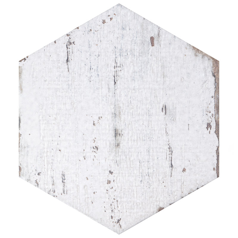 Retro 7" x 8" Porcelain Wood Look Wall & Floor Tile, Blanc