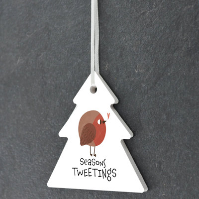 Sanson Seasons Tweetings Tree Shaped Ceramic Ornament