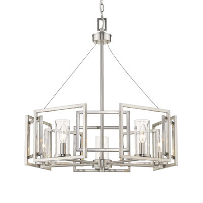Newlin 5-Light Steel Dimmable Drum Chandelier 