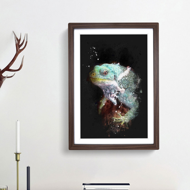 Fiji Iguana - Framed Print, 63cm H x 45cm W x 2cm D, Walnut Framed