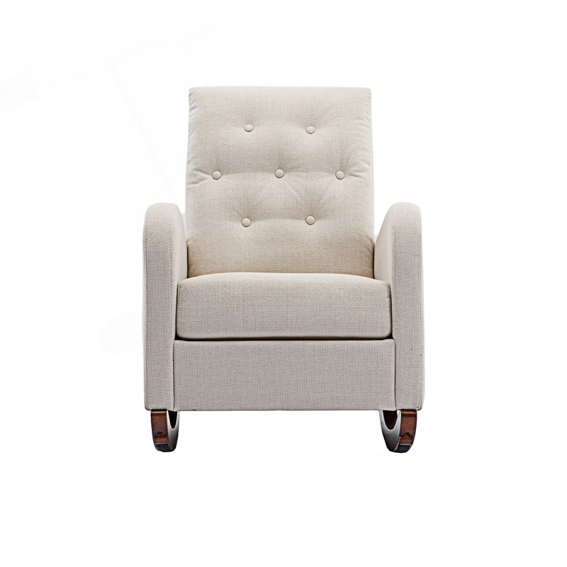Chaise berçante à haut dossier, chaise de chambre de bébé et fauteuil à haut dossier moderne, Beige