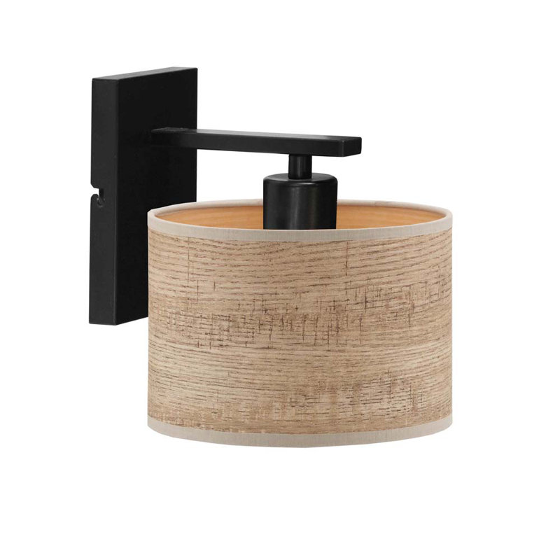 Atline Steel Armed Sconce, Black, Light Brown