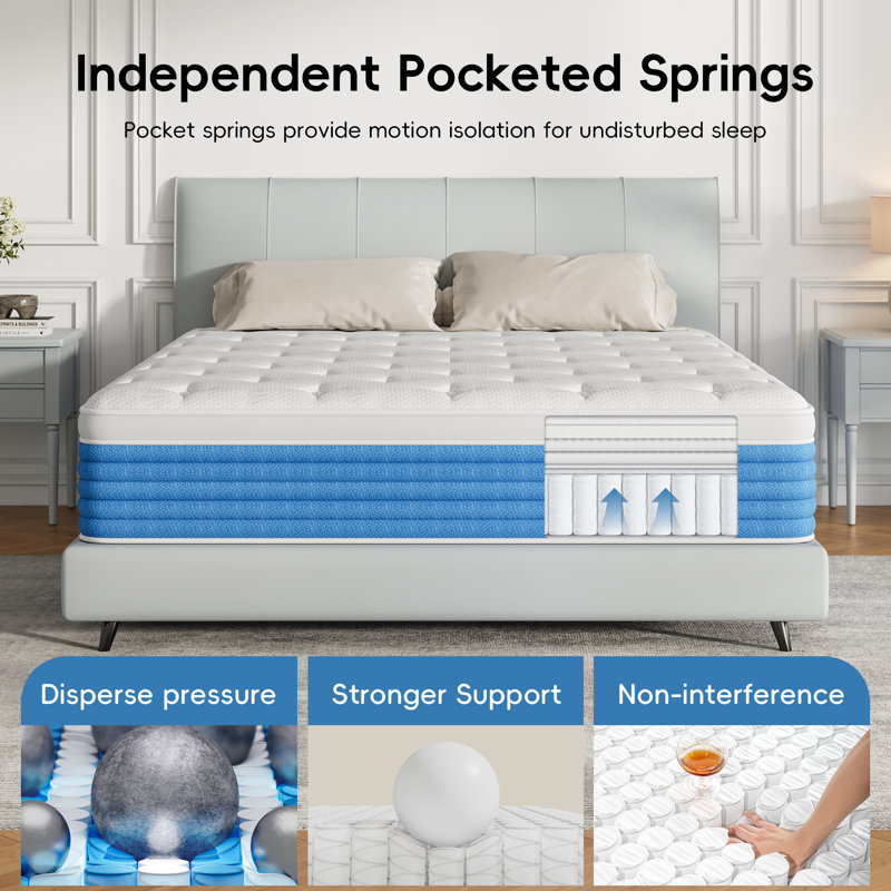 12 Inch Hybrid Memory Foam Mattress in a Box, Pressure Relief for Back Support, Medium Firm, Individually Pocket Springs