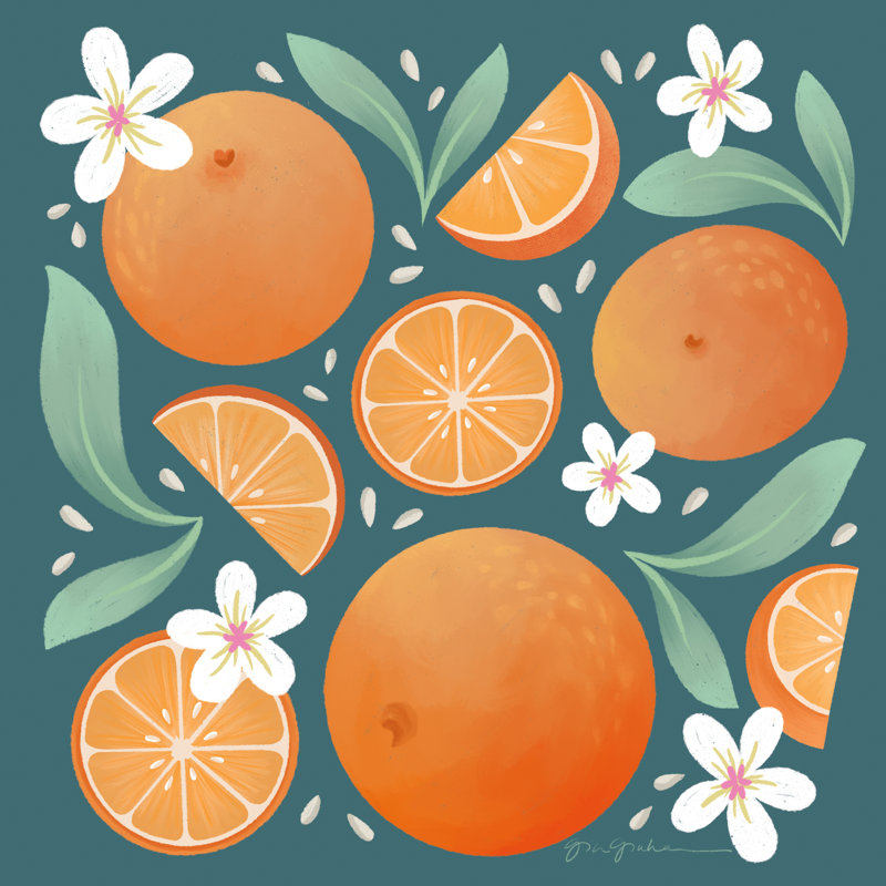" Orange Zest III " by Gia Graham, No, 36"H x 36"W, Silver Framed Print