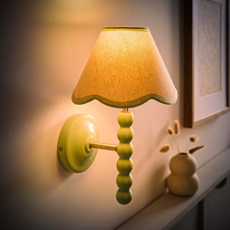 Alderic Manufactured Wood Armed Sconce, Green, Green, Yes
