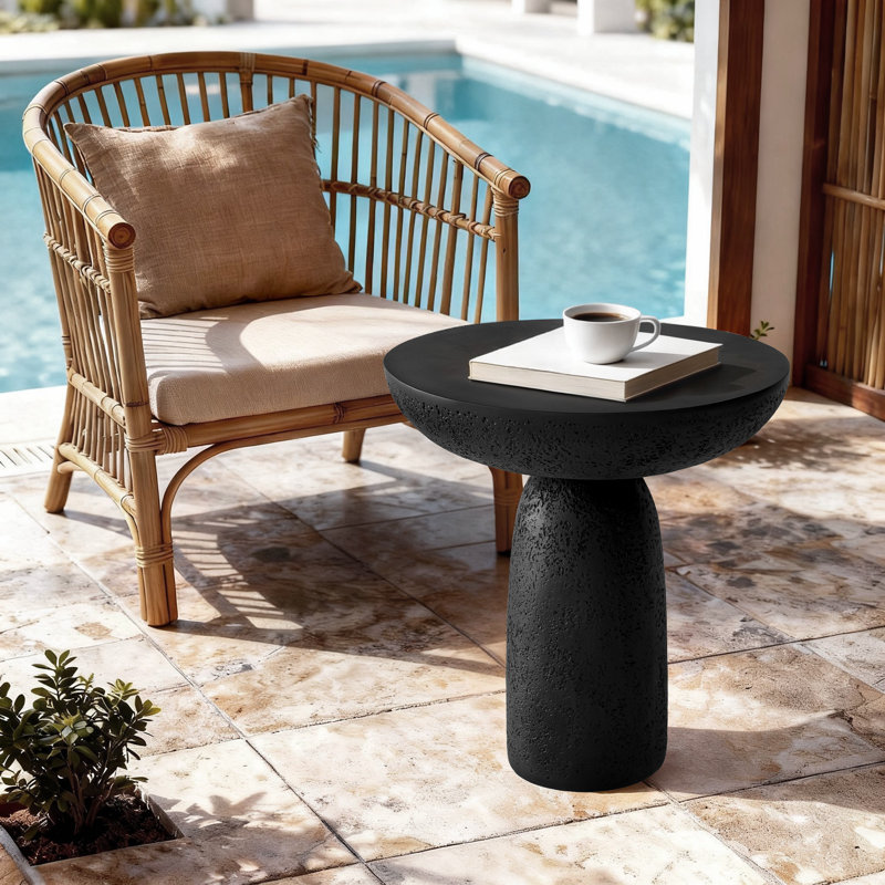 Fiberglass Mushroom-Shaped Accent Table, Black